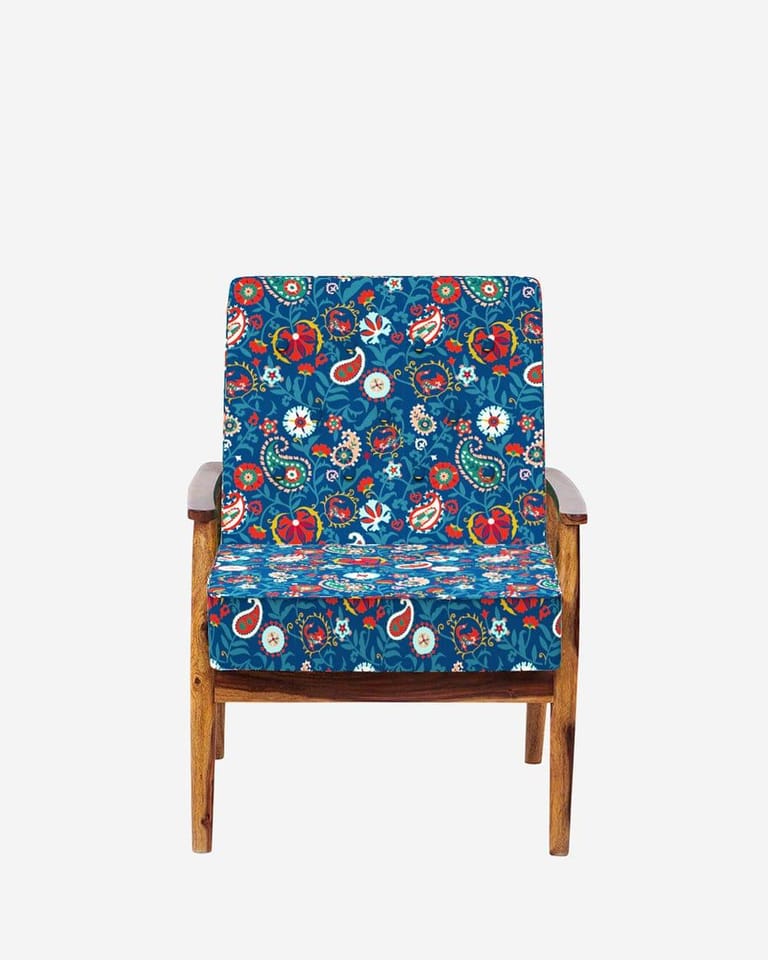 Memsaab Arm Chair - India Paisleys Blue - Image 2