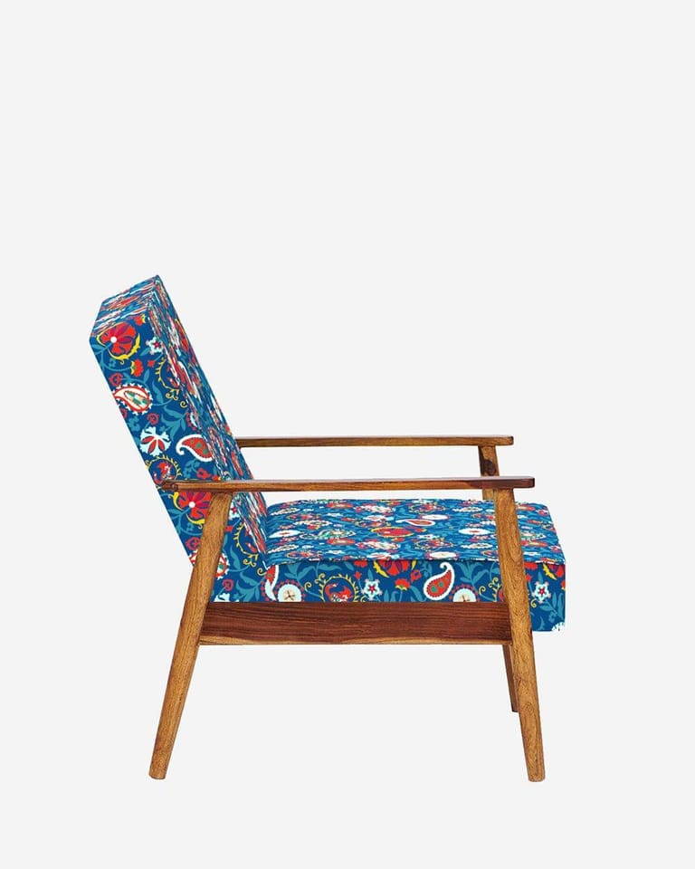 Memsaab Arm Chair - India Paisleys Blue - Image 3