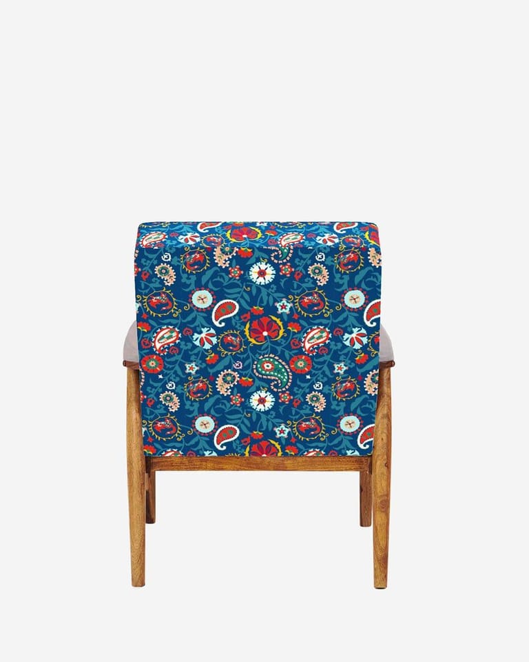 Memsaab Arm Chair - India Paisleys Blue - Image 4