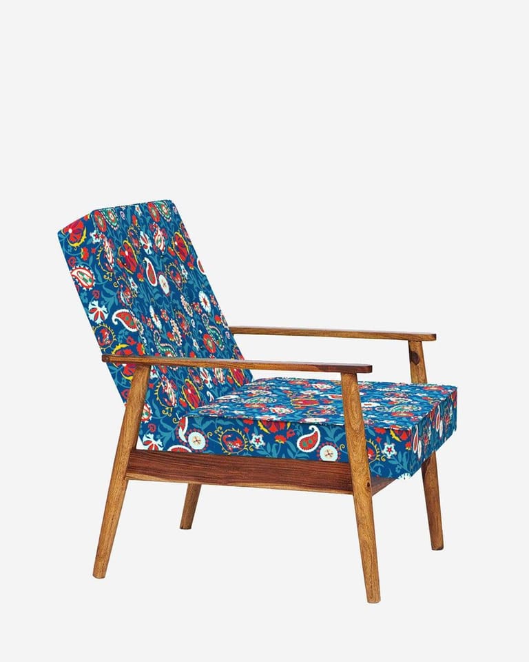 Memsaab Arm Chair - India Paisleys Blue - Image 5