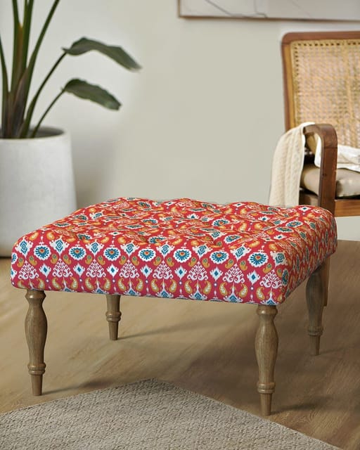 English Ottoman - Red Ikkat