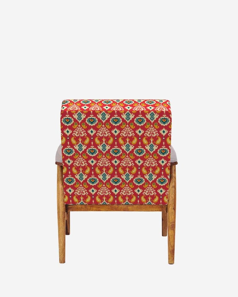Memsaab Red Ikkat Arm Chair - Image 5