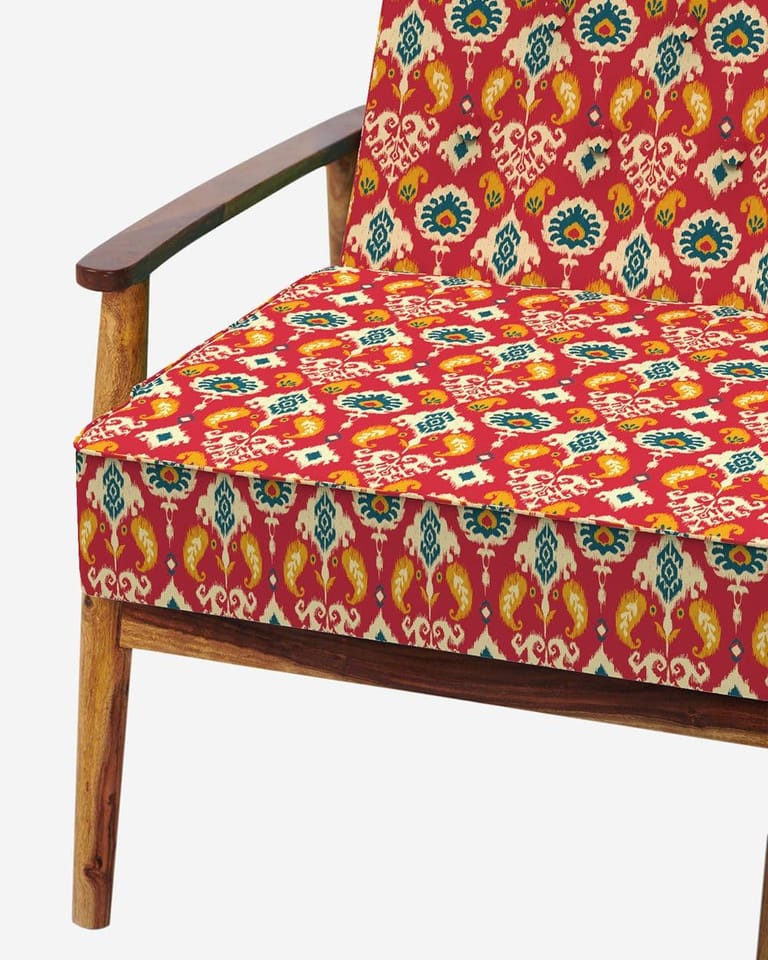 Memsaab Red Ikkat Arm Chair - Image 6
