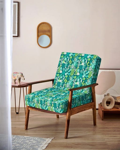 Memsaab Arm Chair - Ikkat Green