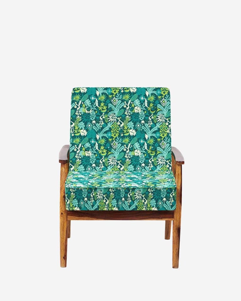 Memsaab Arm Chair - Ikkat Green - Image 2
