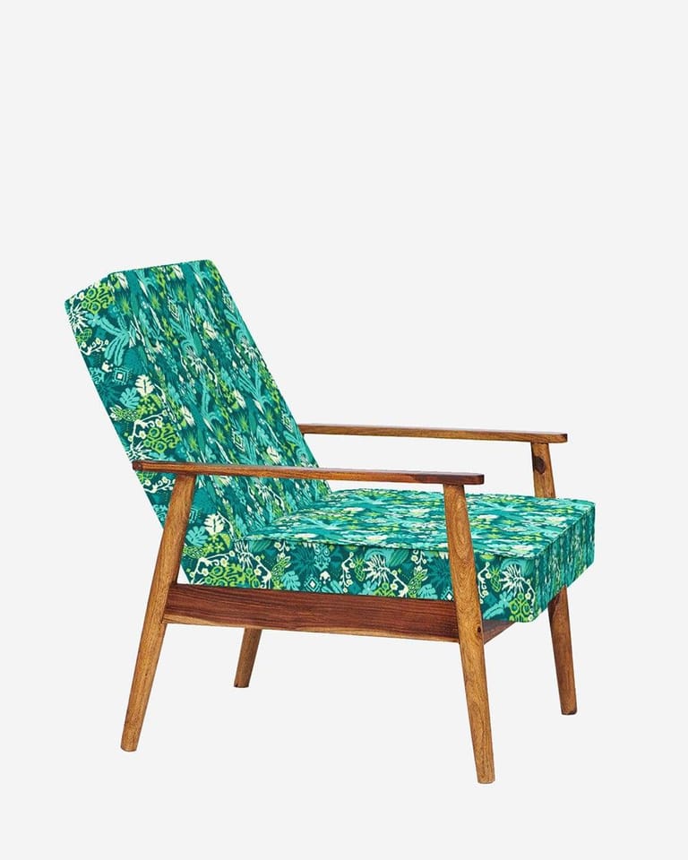 Memsaab Arm Chair - Ikkat Green - Image 4