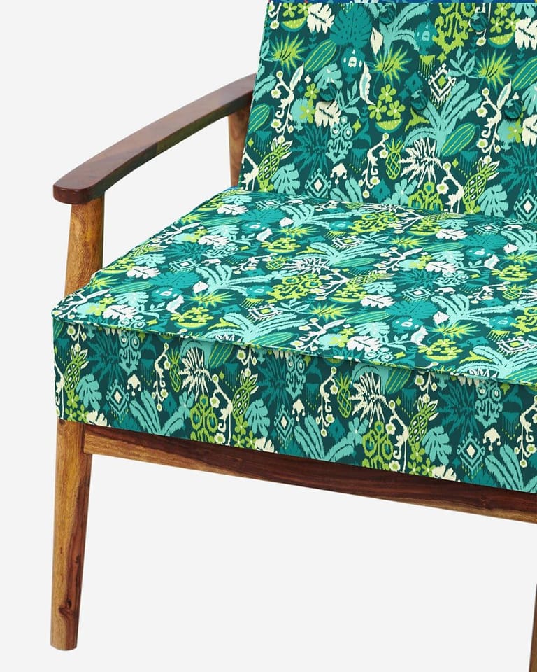 Memsaab Arm Chair - Ikkat Green - Image 6