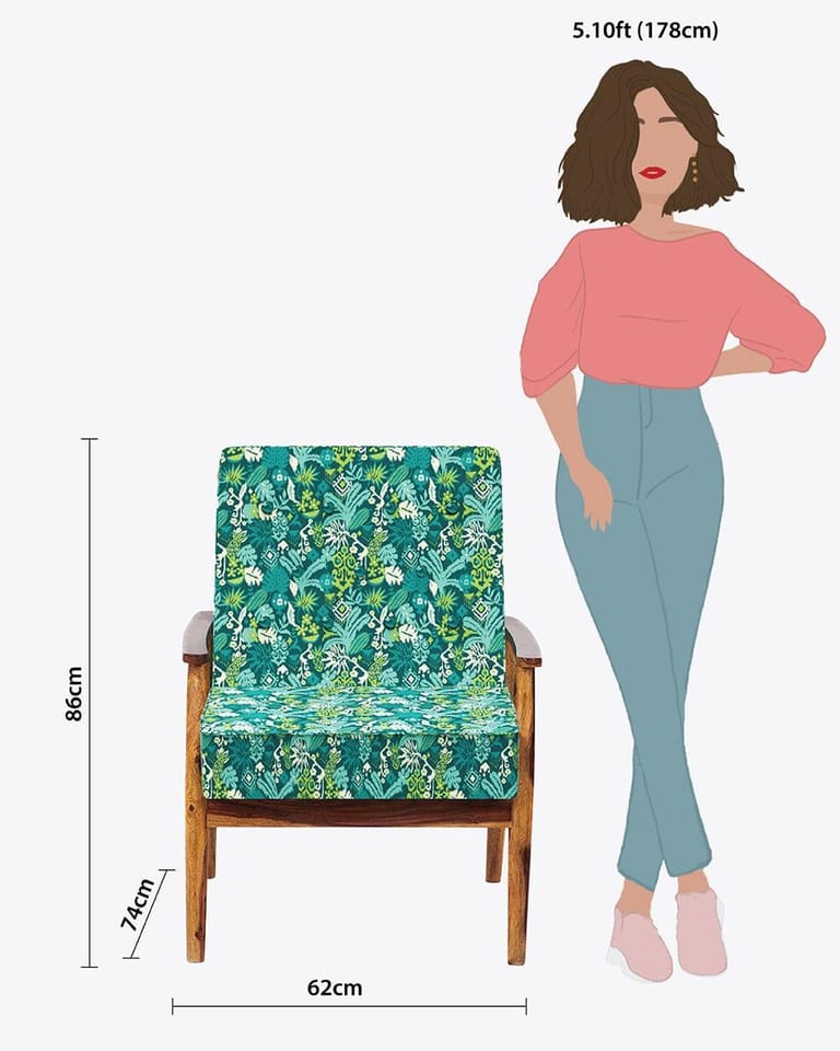 Memsaab Arm Chair - Ikkat Green - Image 7