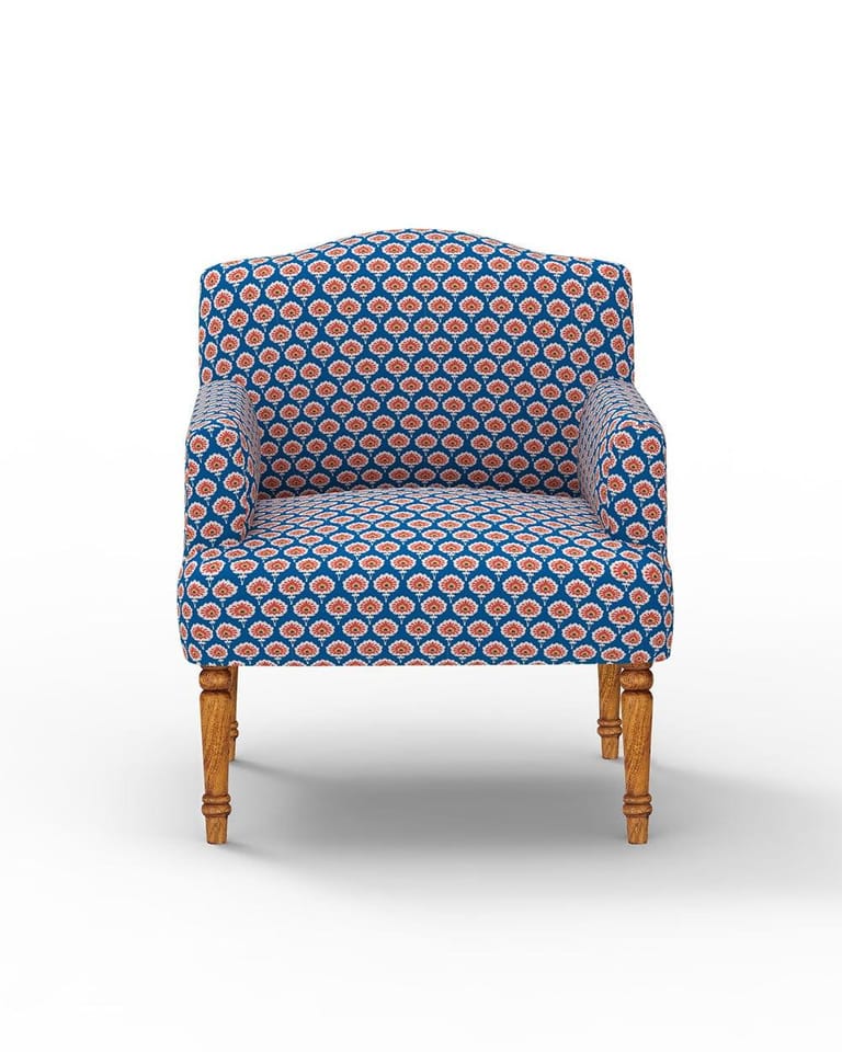 Nawaab Arm Chair - Blue Ikkat - Image 2
