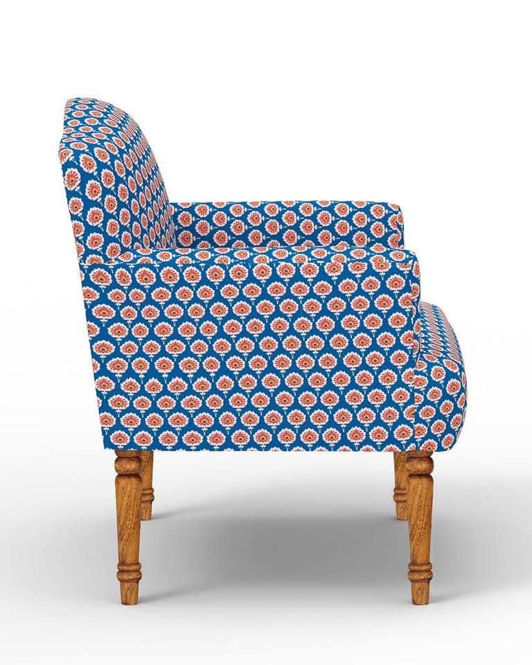 Nawaab Arm Chair - Blue Ikkat - Image 3
