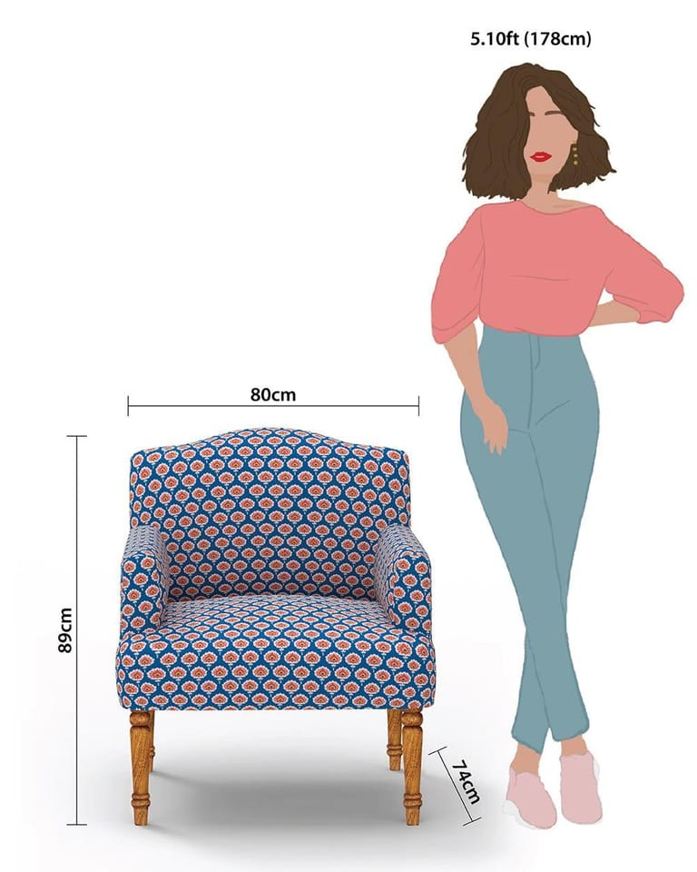 Nawaab Arm Chair - Blue Ikkat - Image 6