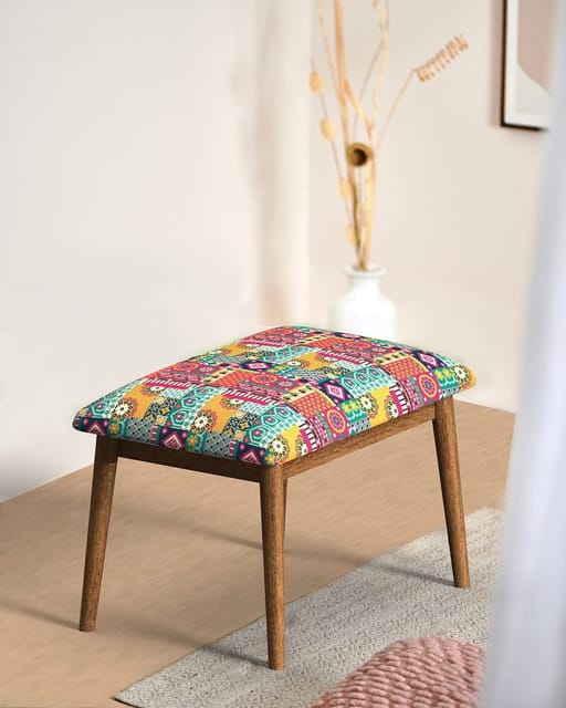 Small Floral Swirls Red Jodhpur Bench