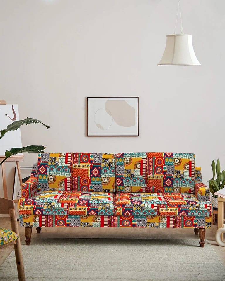 Nawab Couch - Floral Swirls Red - Image 1