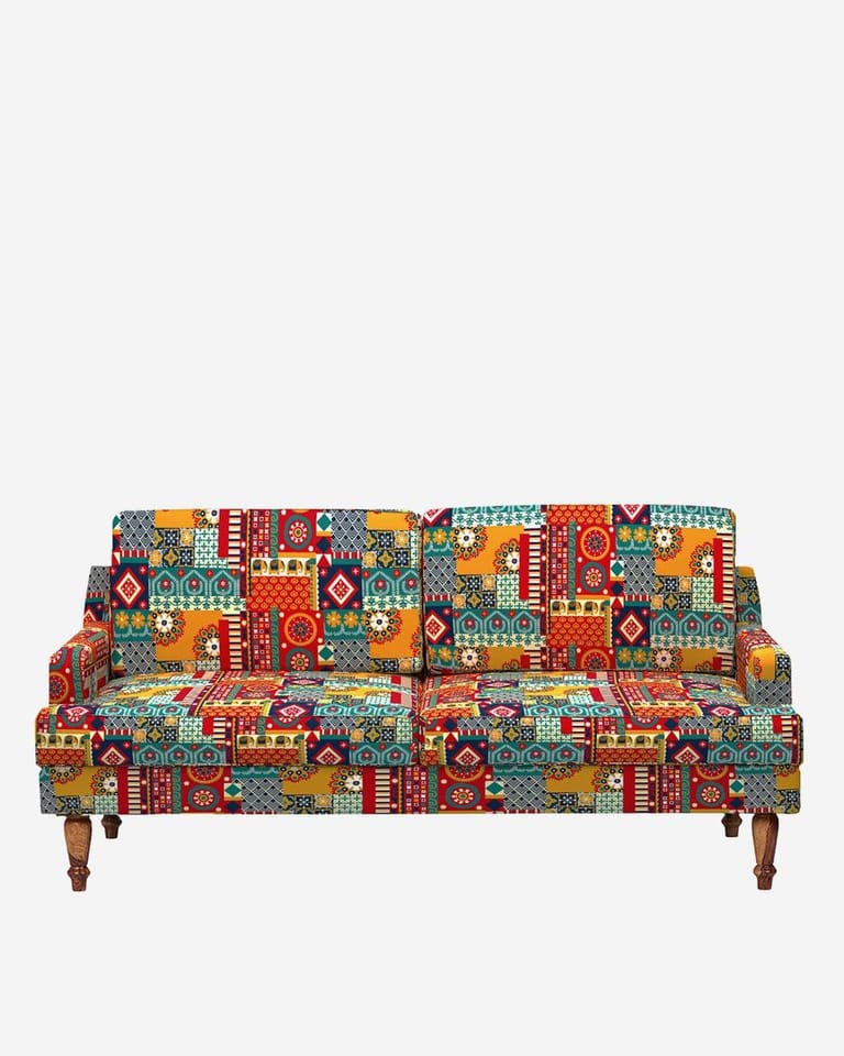Nawab Couch - Floral Swirls Red - Image 2