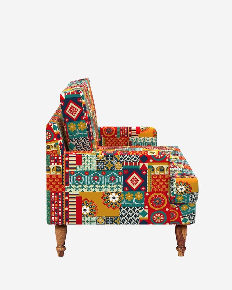 Nawab Couch - Floral Swirls Red - Image 3