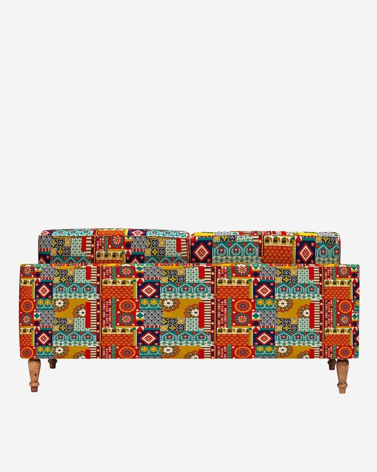 Nawab Couch - Floral Swirls Red - Image 4