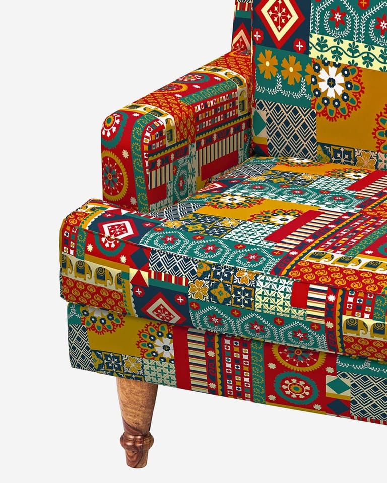 Nawab Couch - Floral Swirls Red - Image 5