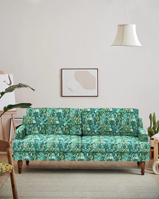 Nawab Couch - Tropical Ikkat Green