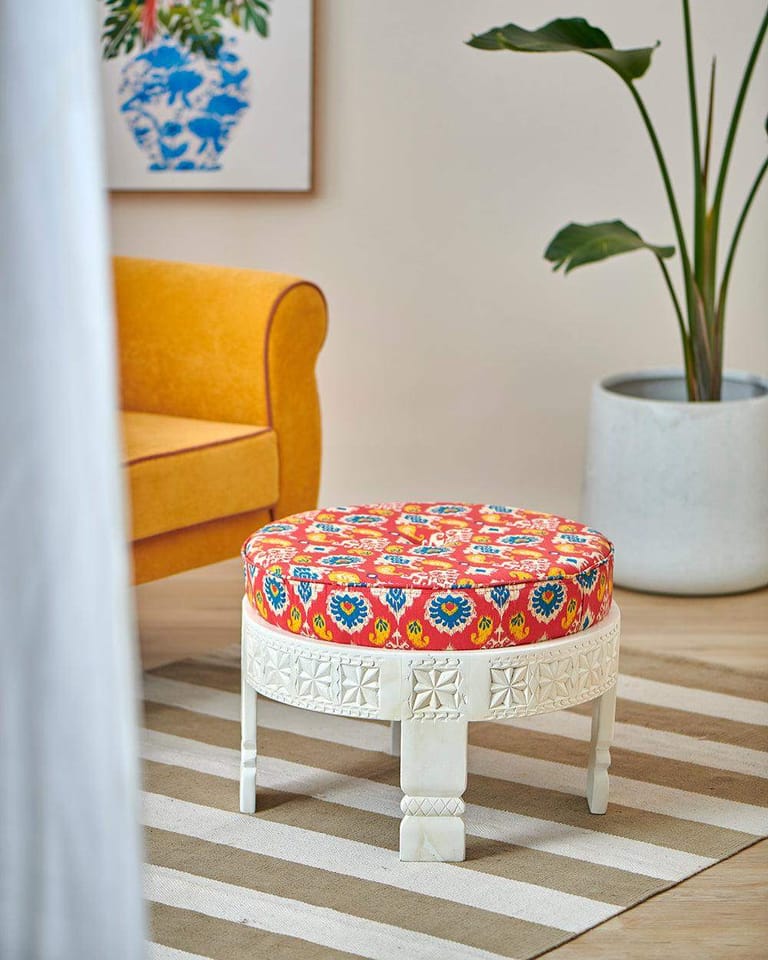 Amer Foot Rest - Red Ikkat