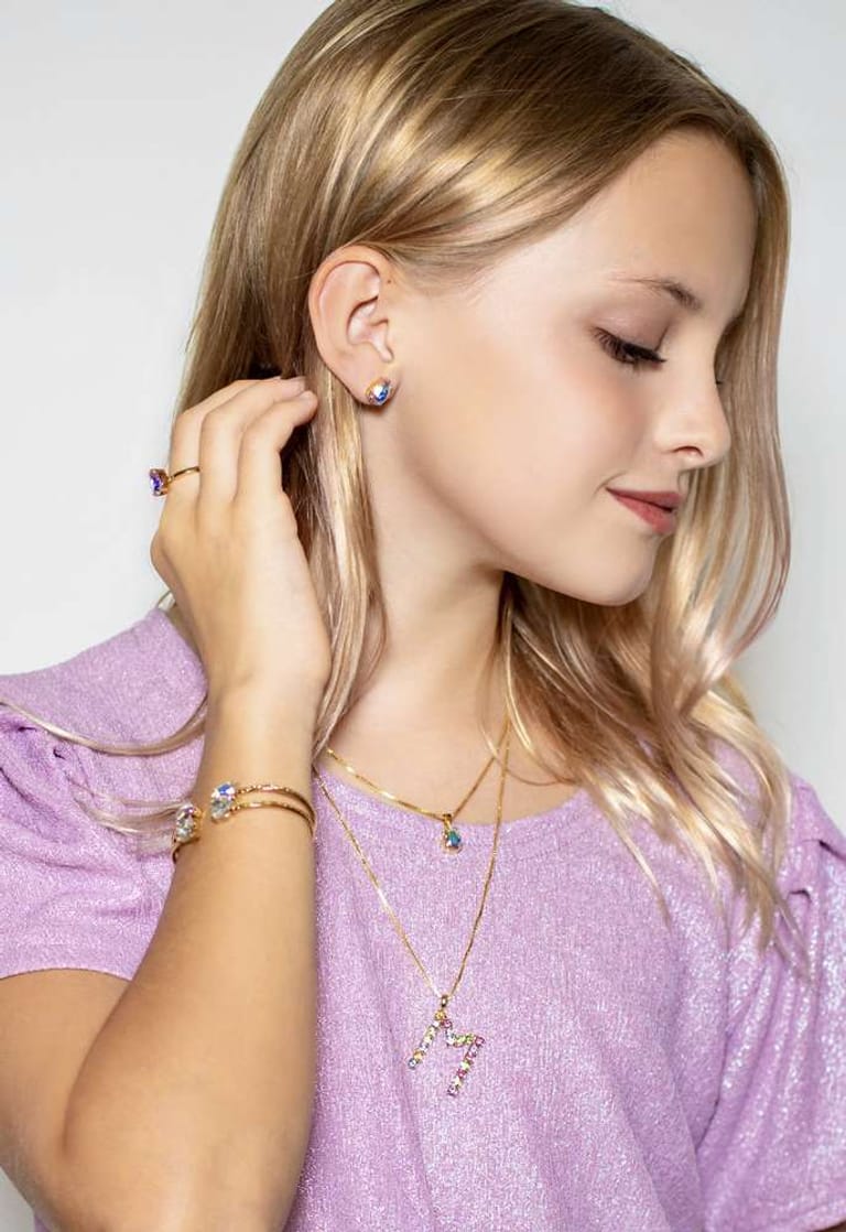 Petite Drop Stud Earrings Aurora - Image 2