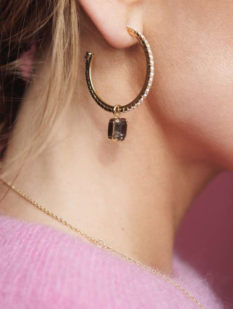 Lydia Loop Earrings Crystal - Image 2