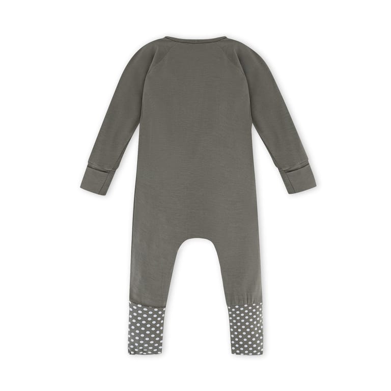 Organic Zipper Romper - Olive - Image 2