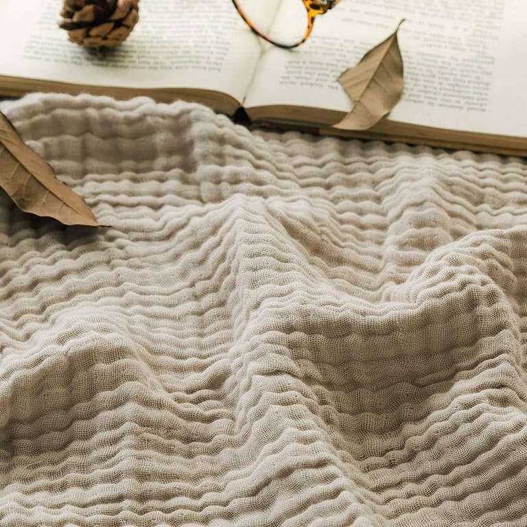 Muslin Bath Towel (6-layered) | Set of 2 (Tan Brown & White) - Image 5