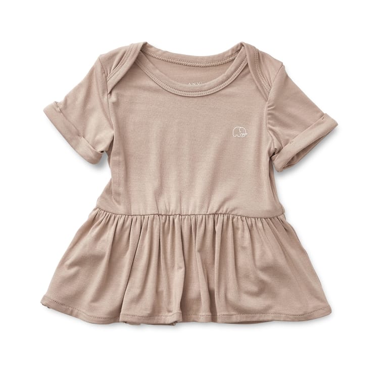 Organic Bamboo Spandex Onesie Dress- Mocha - Image 2