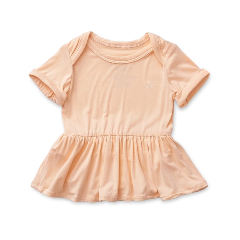 Organic Bamboo Spandex Onesie Dress- Peach - Image 2