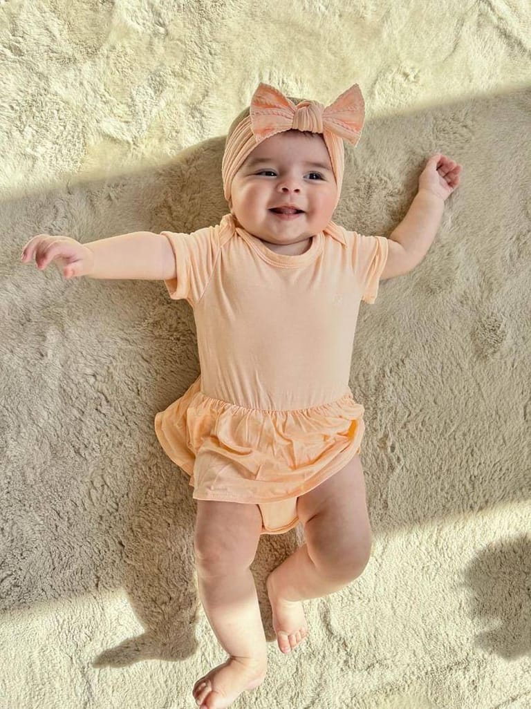 Organic Bamboo Spandex Onesie Dress- Peach - Image 6