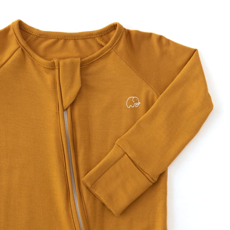 Organic Zipper Romper - Mustard - Image 3