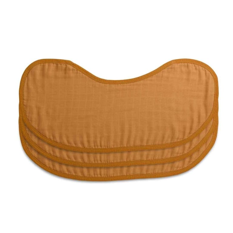 Set of 3 Organic Bamboo Burp & Bib Cloth - Mustard - Image 1