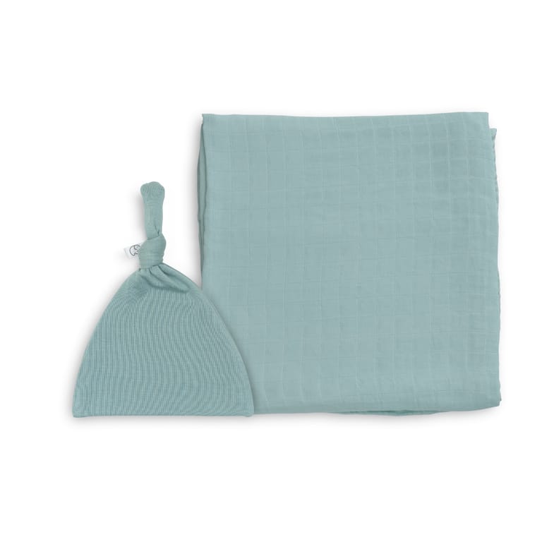 Knotted Beanie & Swaddle Set | Azure Sky - Image 2