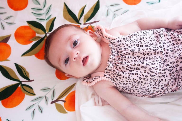 Organic Bamboo Muslin Fitted Crib Sheets | Orange Fields - Image 4