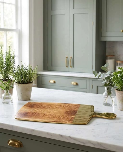 Naya Rustic Wood and Gold Cheese Board — Premium Entertaining