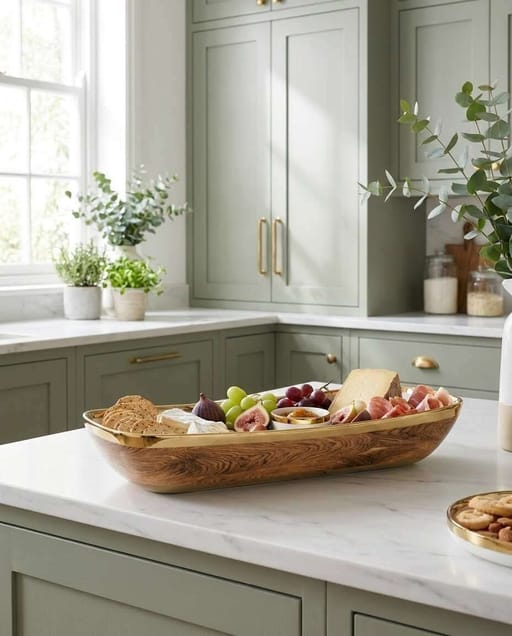 Naya Rustic Wood and Gold Tray