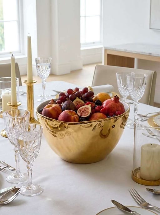 Moonlight White and Gold Medium Bowl