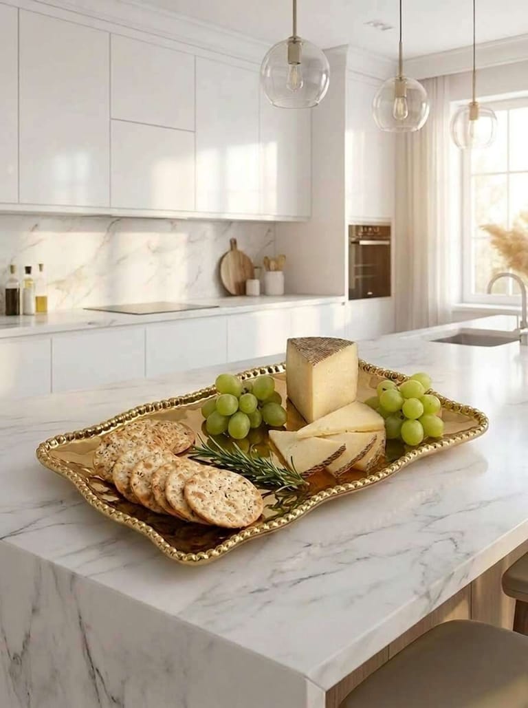 Eva Gold Beaded Decorative Tray — Premium Entertaining - Image 1