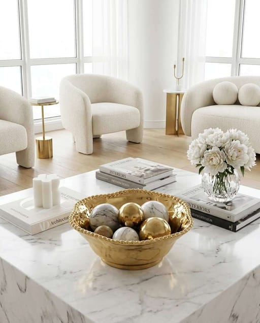 Eva Gold Beaded Medium Bowl — Luxury Table Decor