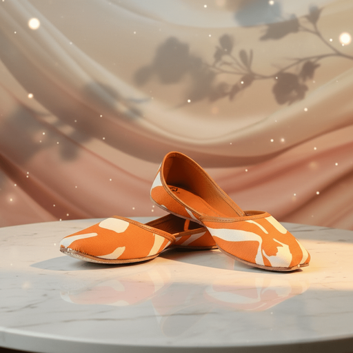 Printed Jutti (Orange & White)