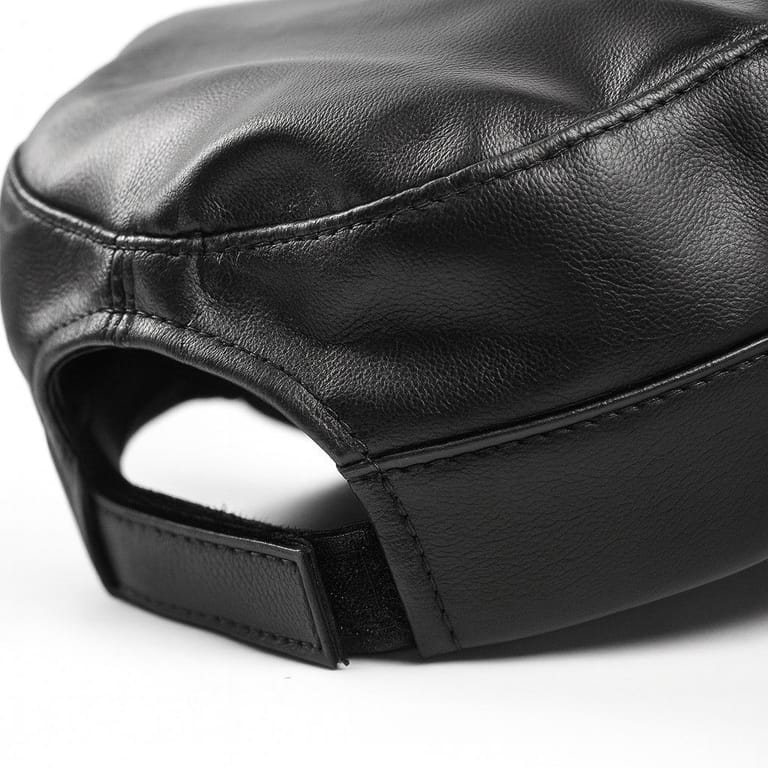 Stealth Mode Leather Black Cap - Image 6