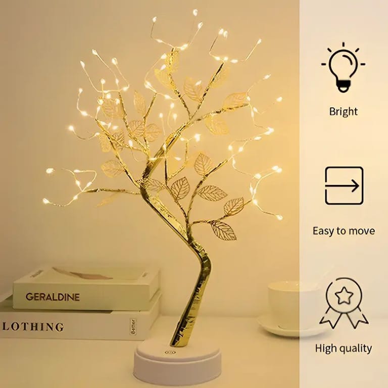 72 LED Bonsai Tree Lamp with Golden Leaf - Image 2
