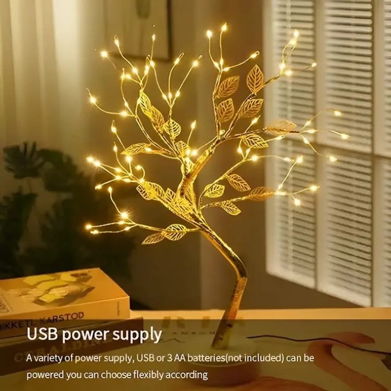 72 LED Bonsai Tree Lamp with Golden Leaf - Image 3