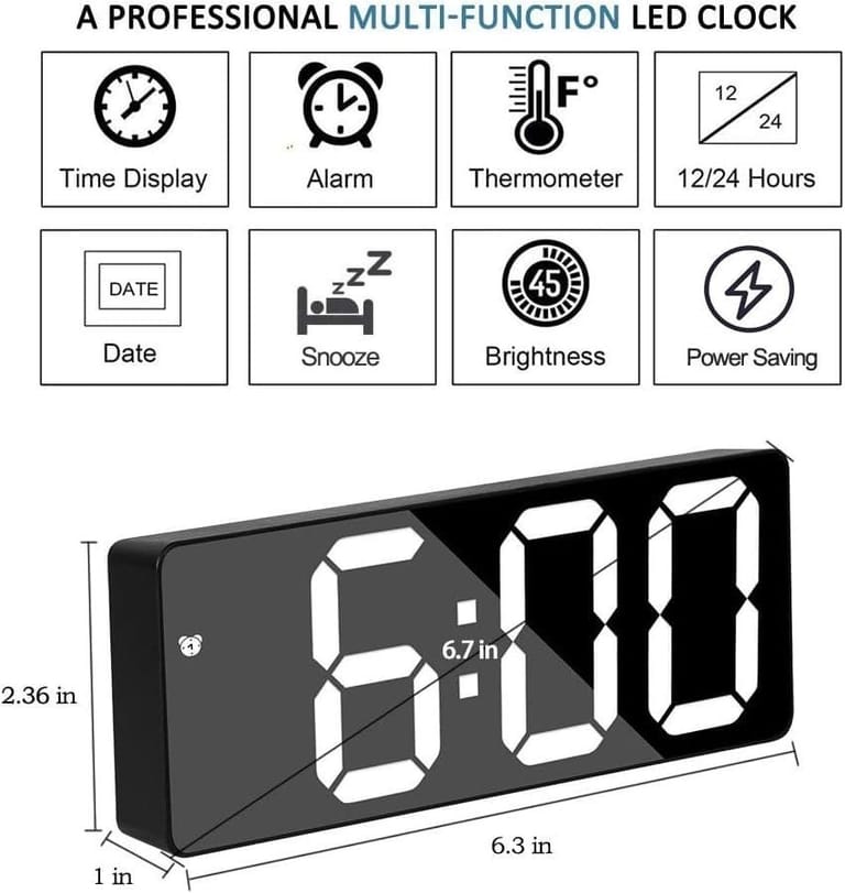 LED Smart Table Clock | White - Image 6