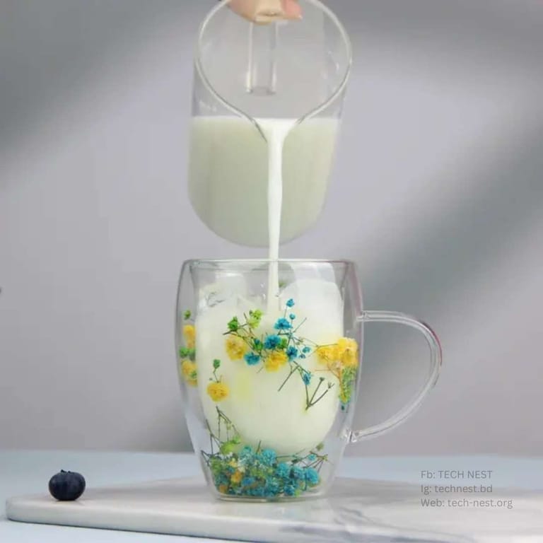 Colorful Flower Mug- Double Glass Wall Type- C - Image 2
