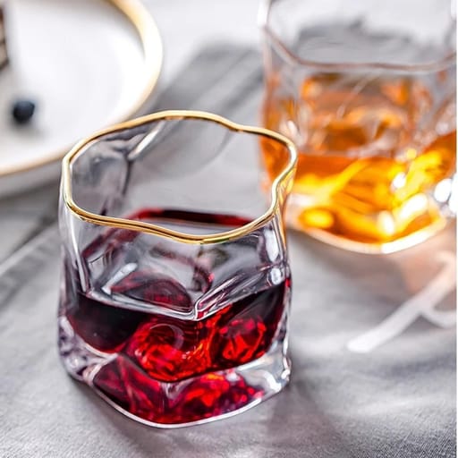 Japanese Design Twisted Glass Cup – Golden Rim