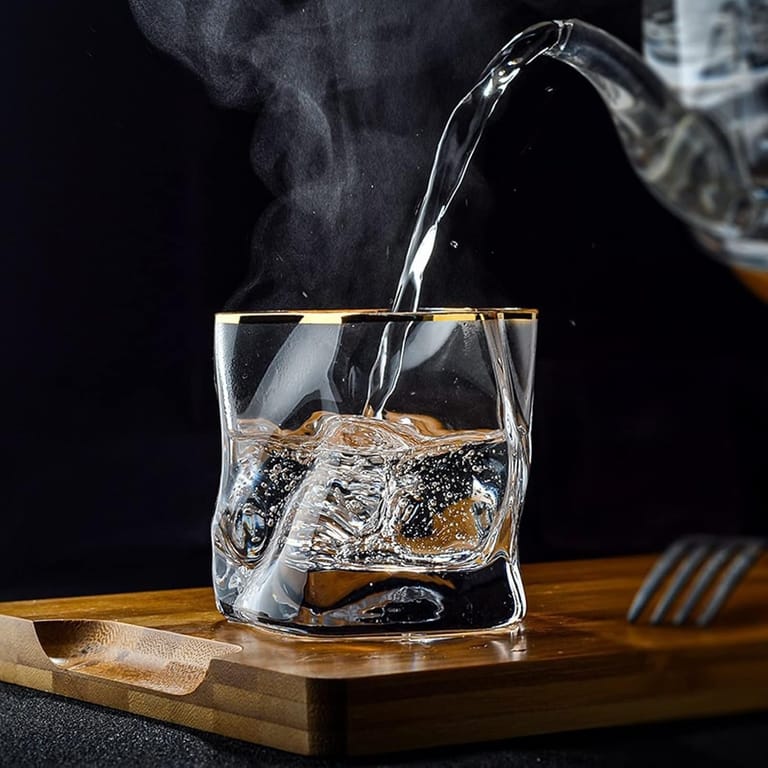 Japanese Design Twisted Glass Cup – Golden Rim - Image 2