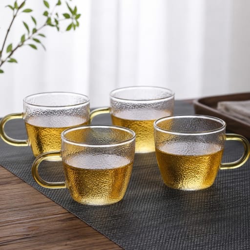 Japanese Hammer Pattern Glass with Green Handle