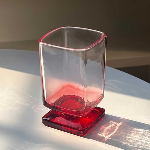 180mL Red Gradient Square Glass Tumbler