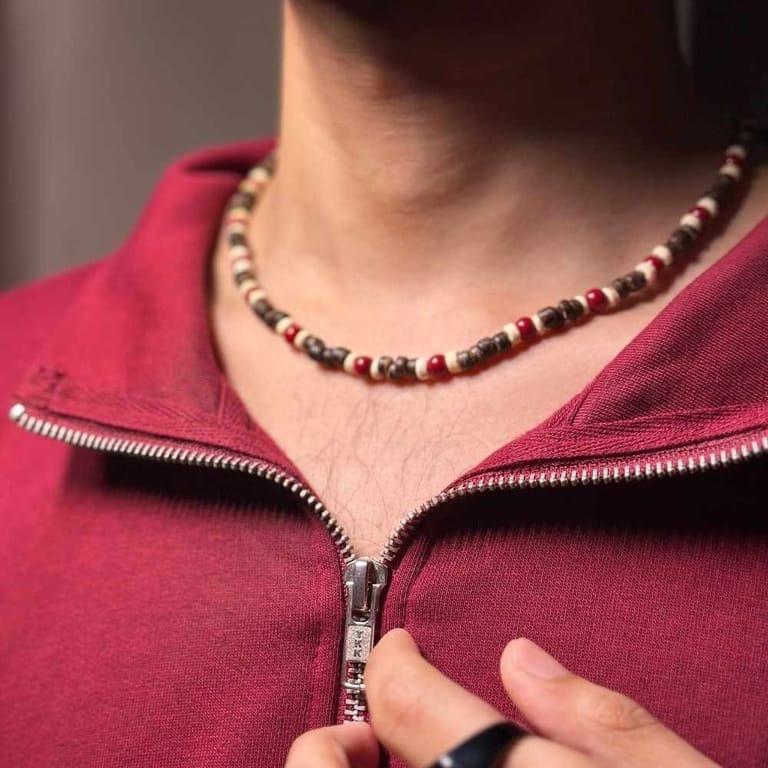 Bohemian Style- Wooden Chip & Coconut Shell Necklace - Image 1